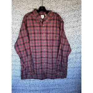 ROWM Mens 2XT Plaid Flannel Shirt Red Blue Long Sleeve Button Down NWOT